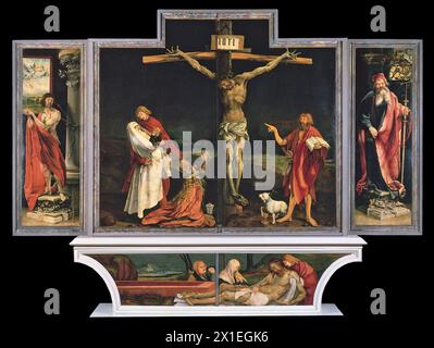 Le retable d'Isenheim est un retable sculpté et peint respectivement par les Allemands Nikolaus de Haguenau et Matthias Grünewald en 1512-1516.[1] il est exposé au musée Unterlinden à Colmar, Alsace, en France. I Banque D'Images