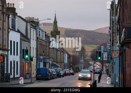 Innerleithen main Street (A72) Scottish Borders Banque D'Images