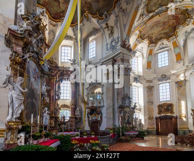 Nef de la Basilique des quatorze Saints Helpers Basilika Vierzehnheiligen Bad Staffelstein Oberfranken, haute-Franconie Bayern, Bavière Allemagne Banque D'Images