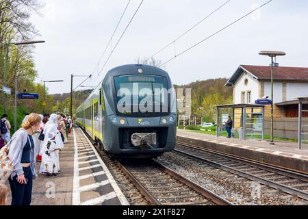 Etterzhausen Railway sation, train régional de agilis Nittendorf Oberpfalz, Haut-Palatinat Bayern, Bavière Allemagne Banque D'Images