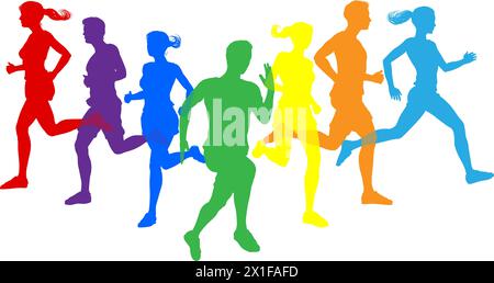 Ensemble de silhouettes de sport de running Silhouette Runners Illustration de Vecteur