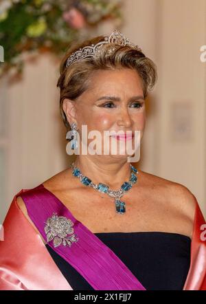 BRUSSEL 16-04-2024 Grande-Duchesse Maria-Teresa de Luxembourg au Palais Royal de Laeken à Bruxelles le 1er jour de la visite d'Etat de 3 jours en Belgique. Foto : Albert Nieboer pays-Bas OUT/point de vue OUT Banque D'Images