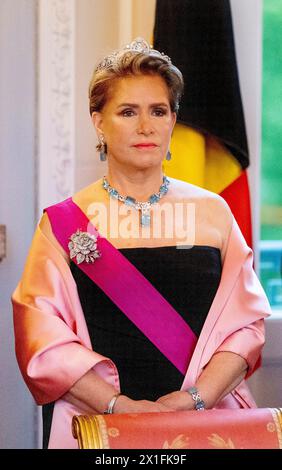 BRUSSEL 16-04-2024 Grande-Duchesse Maria-Teresa de Luxembourg au Palais Royal de Laeken à Bruxelles le 1er jour de la visite d'Etat de 3 jours en Belgique. Foto : Albert Nieboer pays-Bas OUT/point de vue OUT Banque D'Images