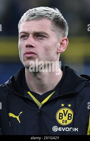 Fussball Champions League Viertelfinale Borussia Dortmund - Atletico Madrid AM 16.04.2024 im signal Iduna Park in Dortmund Julian Ryerson ( Dortmund ) Foto : Revierfoto Banque D'Images