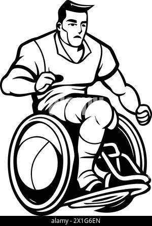 Icône d'utilisateur de fauteuil roulant. Personne handicapée dans une illustration vectorielle en fauteuil roulant. Illustration de Vecteur