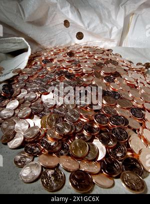 Austria - Guided tour through the Austrian Mintin Vienna on 13 May 2011. It issues every year the Vienna Philharmonic bullion coin, one of the most popular bullion coins in the world. In the picture: 2 cent coins - 20110513 PD0774 - Rechteinfo: Rights Managed (RM) Stock Photo