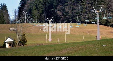 Le temps doux provoque un manque de neige dans les domaines skiables en Autriche, janvier 2014. - 20140108 PD1087 - Rechteinfo : droits gérés (RM) Banque D'Images