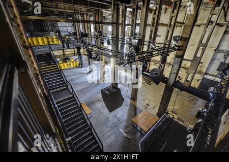 Vienne - film 'Ottakringer Brauerei'. La Ottakringer Brauerei est la dernière grande brasserie restante à Vienne, en Autriche, et est située à Ottakring, le 16ème arrondissement de Vienne. Le Gerstenboden de la brasserie peut également être utilisé comme lieu d'événement. Pendant le concours Eurovision de la chanson du 17 au 23 mai, l'Euro Club y aura lieu. Photo prise le 22 avril 2015. - 20150422 PD2027 - Rechteinfo : droits gérés (RM) Banque D'Images