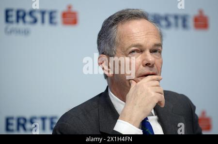 Andreas Treichl, Président du Directoire, lors de la conférence de presse du Groupe ERSTE, selon le bilan annuel de 2015 au Campus Erste à Vienne, Autriche, le 26 février 2016. PICTURE : Andreas Treichl - 20160226 PD1505 - Rechteinfo : droits gérés (RM) Banque D'Images