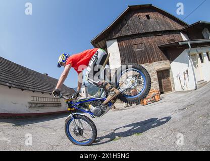 Le skieur autrichien Marco Schwarz pose lors d'une séance photo chez lui à Radenthein, en Autriche, le 13 septembre 2016. PHOTO : Marco Schwarz - 20160913 PD11979 - Rechteinfo : droits gérés (RM) Banque D'Images