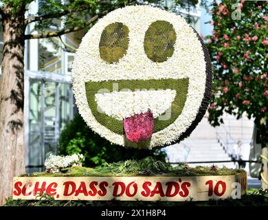 Dans Ausseerland - Salzkammergut, les narcissi en forme d'étoile blanche, sont en fleurs entre la mi-mai et la mi-juin, selon l'altitude. Narzissenfest, le plus grand festival de fleurs d'Autriche, a lieu à cette période chaque année. Le Narzissenfest aura lieu du 26 au 28 mai 2017. PICTURE : Autokorso (parade) - 20170528 PD0320 - Rechteinfo : droits gérés (RM) Banque D'Images