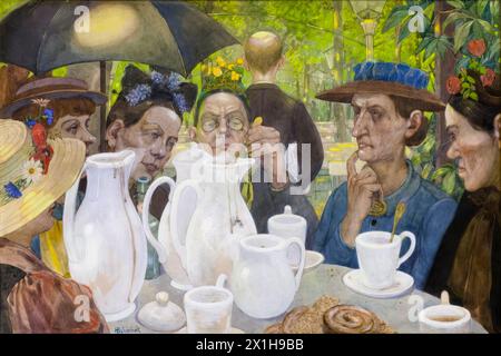 Hans Baluschek, les familles peuvent faire du café ici, peinture en technique mixte sur carton, 1895 Banque D'Images