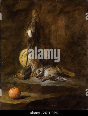 Jean Baptiste Siméon Chardin, nature morte avec lapin mort, peinture à l'huile sur toile, 1728 Banque D'Images