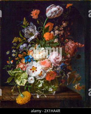 Rachel Ruysch, bouquet de fleurs, natures mortes peinture à l'huile sur toile, 1715 Banque D'Images