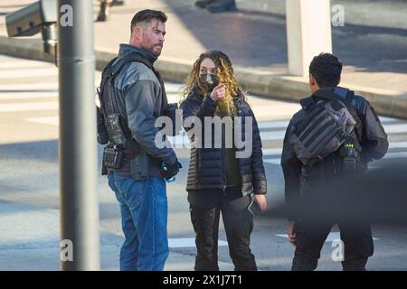 Scène d'action lors du tournage de la suite à succès de Netflix Tyler Rake - extraction à Vienne, Autriche, le 9 février 2022. PHOTO : Chris HEMSWORTH - 20220209 PD17206 - Rechteinfo : droits gérés (RM) Banque D'Images