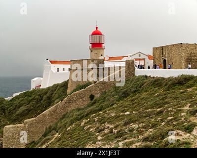 Phare du Cap Saint Vincent, le point le plus sud-ouest de l'Europe continentale, Algarve, Portugal, Europe Banque D'Images