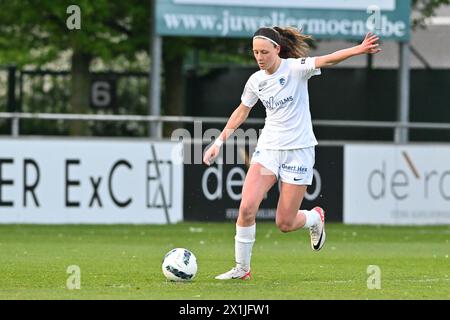 Oostakker, Belgique. 16 avril 2024. Sam Paepen (47) de Genk photographié lors d'un match de football féminin entre AA Gent Ladies et KRC Genk Ladies le 4ème jour de match dans le match 1 de la saison 2023 - 2024 de la Super League belge Lotto Womens, le mercredi 16 avril 2024 à Oostakker, BELGIQUE . Crédit : Sportpix/Alamy Live News Banque D'Images