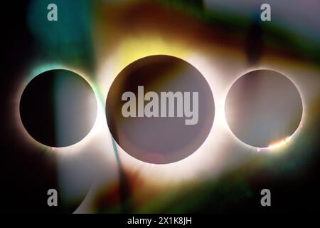 Cercles de lumière Bokeh avec bords chromatiques - effet abstrait Eclipse Banque D'Images