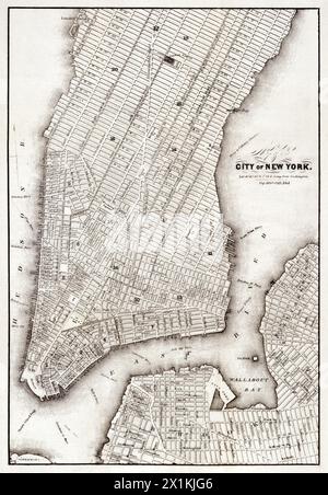 Carte de la ville de New York (vers 1850) de la Bibliothèque du Congrès Geography and Map Division Washington Banque D'Images