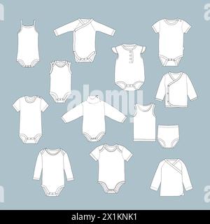 Baby wash set - Hand-drawn illustration digitized on a blue-grey background Banque D'Images