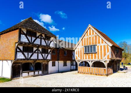 Titchfield Market Hall, Upper Hall de Crawley and Horsham Shop, Weald & Downland Living Museum, West Sussex, Angleterre Banque D'Images