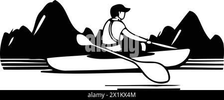 Kayak. canoë-kayak. pagayage. icône de vecteur canoë Illustration de Vecteur