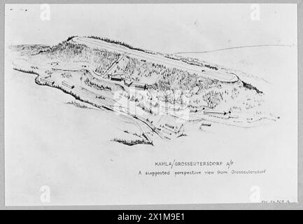 BENSON ET MEDMENHAM : CENTRES NÉVRALGIQUES DE LA GUERRE DES CAMÉRAS DE la RAF : - 16101 à partir de leur lecture de la photographie CH.16108, les experts de Medmenham préparent ensuite cette vue en perspective de l'usine d'assemblage cachée de la Royal Air Force Banque D'Images