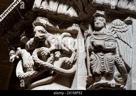 Bestiaire médiéval - capitale (XIIe siècle) - Cathédrale Saint-Pierre - Genève Banque D'Images