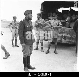 Lieutenant-colonel de l'armée polonaise inspecte les troupes arrivant en Palestine par transport RASC de Pahlevi, formant la 3e division de carabines après la libération soviétique, les forces armées britanniques et polonaises, 1942-1943. Banque D'Images
