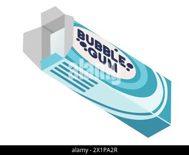 Gomme à mâcher blanche à la menthe dans l'illustration vectorielle d'emballage isolé sur fond blanc Illustration de Vecteur