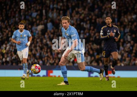 Lors du match de 2e manche de la finale de l'UEFA Champions League entre Manchester City et le Real Madrid au stade Etihad de Manchester le mercredi 17 avril 2024. (Photo : Mike Morese | mi News) crédit : MI News & Sport /Alamy Live News Banque D'Images