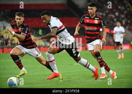 Rio de Janeiro-Brésil, 17 avril 2024, championnat brésilien de football Flamengo et São Paulo au stade Maracanã Banque D'Images