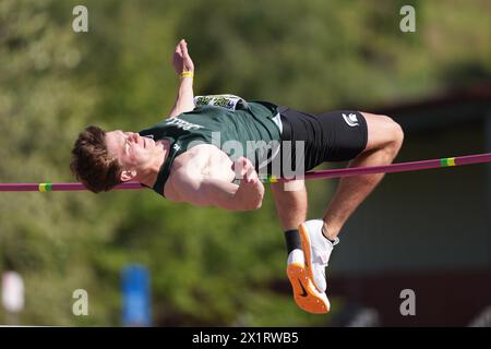 Heath Baldwin de Michigan State saute 6-9 1/2 (2.07m) dans le saut en hauteur décathlon lors du 64th Mt. San Antonio College Relays au Hilmer Lodge Stadium, mercredi 17 avril 2024, à Walnut, Etalonnage Banque D'Images