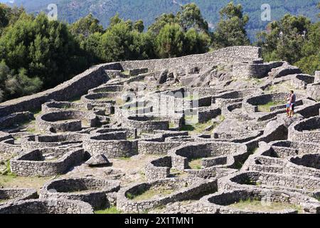 Castro de Santa Tegra, village de l'âge du Fer, A Guarda, Pontevedra, Galice, Espagne. Banque D'Images