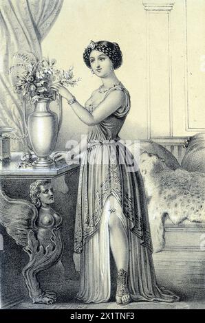 Portrait de Mademoiselle de Fontenay ou Teresa (Theresa ou Terezia) Cabarrus, dite Madame Tallien (Talien) - in 'Galerie historique de la Revolution francaise' de Albert Maurin, 1843 Banque D'Images