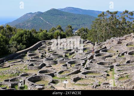 Castro de Santa Tegra, village de l'âge du Fer, A Guarda, Pontevedra, Galice, Espagne. Banque D'Images