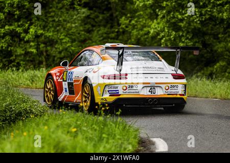 40 LAGRUE Gwen, PREVOT STEPHANE, Porsche 991, action lors du Rallye Rhône Charbonnières 2024, 2ème manche du Championnat de France des Rallyes 2024, du 18 au 20 avril à Charbonnières-les-bains, France Banque D'Images