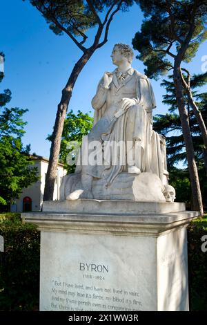 Statue représentant Lord George Gordon Byron. Villa Borghese Park. Rome. Lazio. Italie Banque D'Images