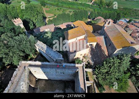 Panaorama du donjon de la Rocca Del Brunelleschi. Vicopisano. Toscane. Italie Banque D'Images