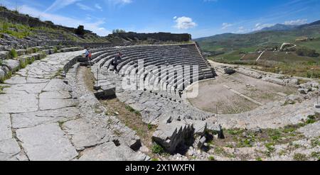 Théâtre. Zone archéologique de ​​segesta. Calatafimi. Sicile Banque D'Images