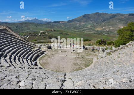 Théâtre. Zone archéologique de ​​segesta. Calatafimi. Sicile Banque D'Images