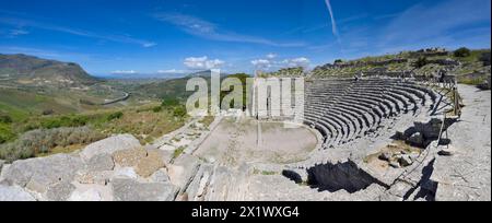 Théâtre. Zone archéologique de ​​segesta. Calatafimi. Sicile Banque D'Images