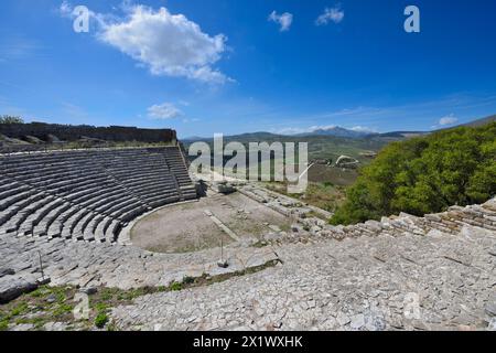 Théâtre. Zone archéologique de ​​segesta. Calatafimi. Sicile Banque D'Images