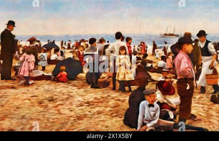 Plage de Coney Island, New York 1902. Banque D'Images