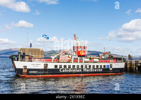 Caledonian MacBrayne MV Loch Riddon, Loch Raodain, amarré à Rothesay Pier, Isle of Bute, Firth of Clyde, Écosse, Royaume-Uni Banque D'Images