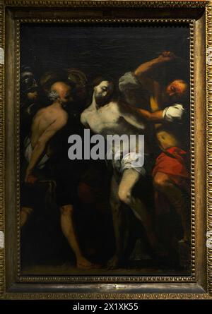 Claudio Ferit. Peintre italien, actif en Lombardie entre 1633 et 1662. La flagellation du Christ. Huile sur toile. Musée civique d'Ala Ponzone. Cremona. Italie. Banque D'Images