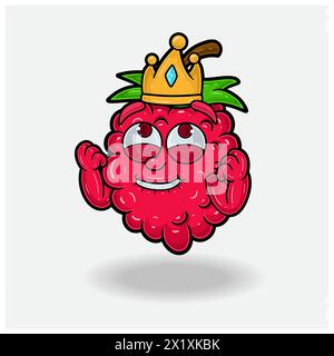 Expression heureuse avec Raspberry fruit Crown Mascot Character Cartoon. Illustrations vectorielles Illustration de Vecteur