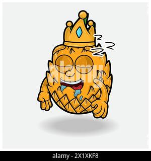 Expression du sommeil avec Pineapple fruit Crown Mascot Character Cartoon. Illustrations vectorielles Illustration de Vecteur