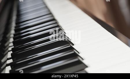 Clavier de piano gros plan avec mise au point sélective. rendu 3d. Banque D'Images