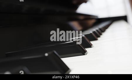 Clavier de piano gros plan avec mise au point sélective. rendu 3d. Banque D'Images